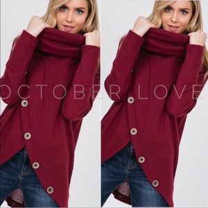 🌼Maroon Sweater with Diagonal Buttons